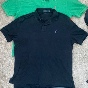 Polo By Ralph Lauren Pima Stretch Fit black Button Up Polo T-Shirt- Mens XL